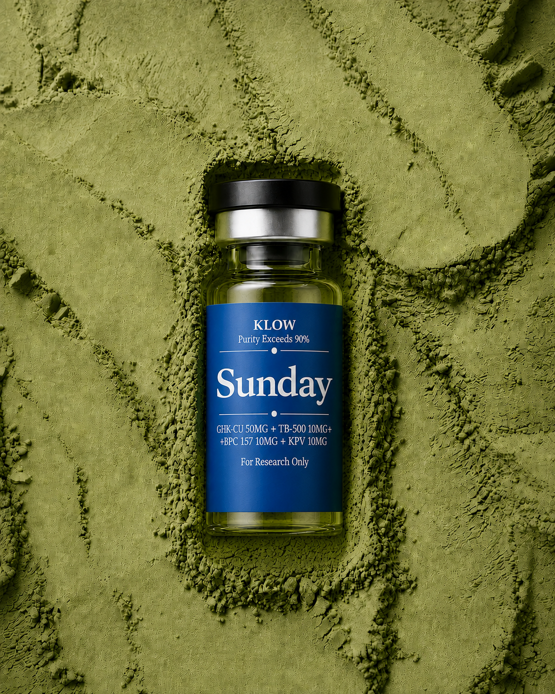 Sunday KLOW vial in lime green powder