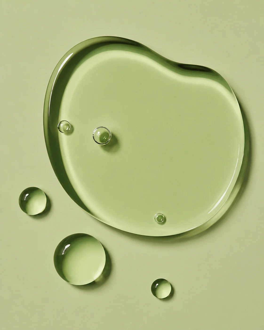 Lime serum texture with clear droplets.